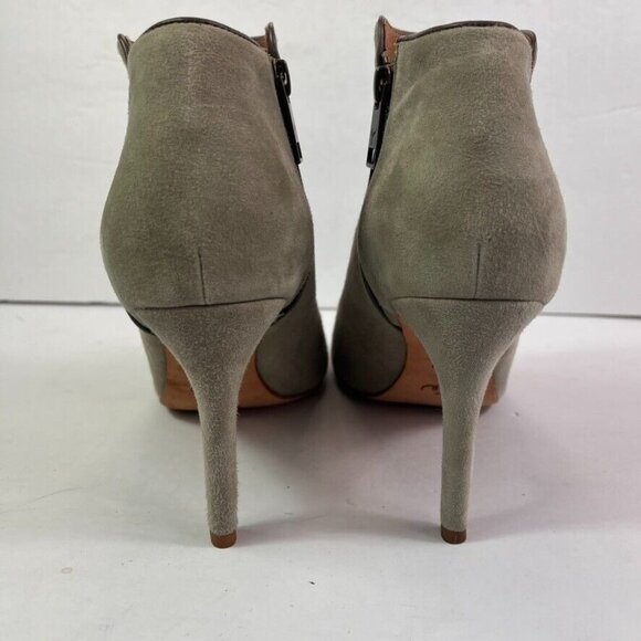 JOIE Booties Womens 39 US 8 Gray Suede Open Peep Toe Ankle Stiletto Side Zip - Picture 4 of 14